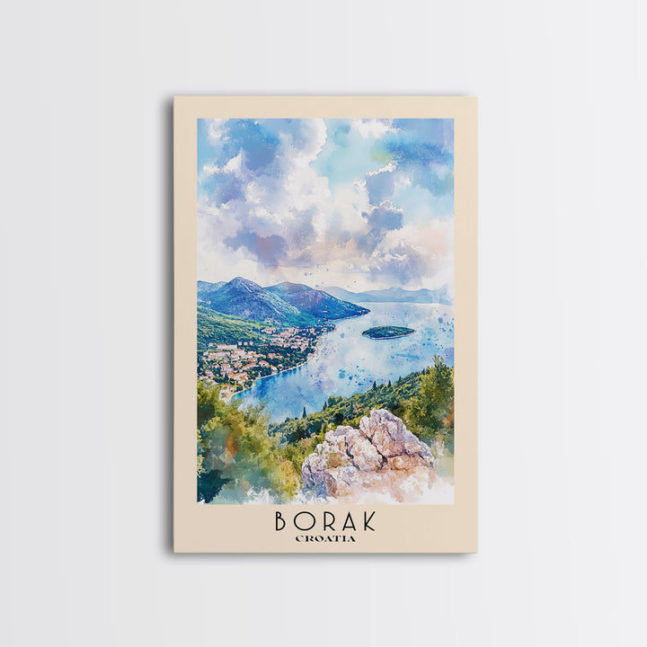 Borak, Croatia Watercolor Print, Vacation Gift, Croatia Wall Art, Beach Painting, Beach Decor, Beach Or Lakehouse Art