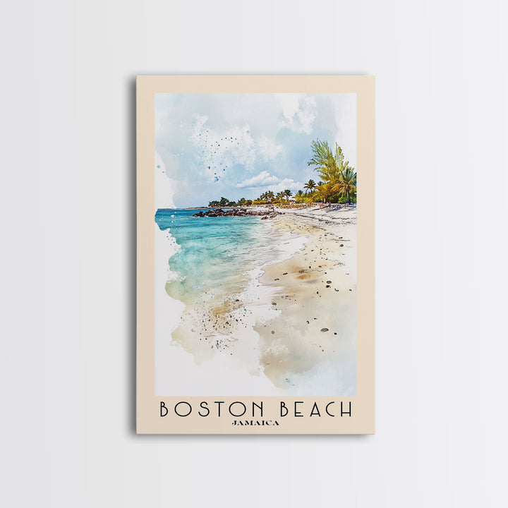 Boston Beach, Jamaica Watercolor Beach Print, Vacation Gift, Jamaica Wall Art, Beach Painting, Beach Decor, Beach Painting