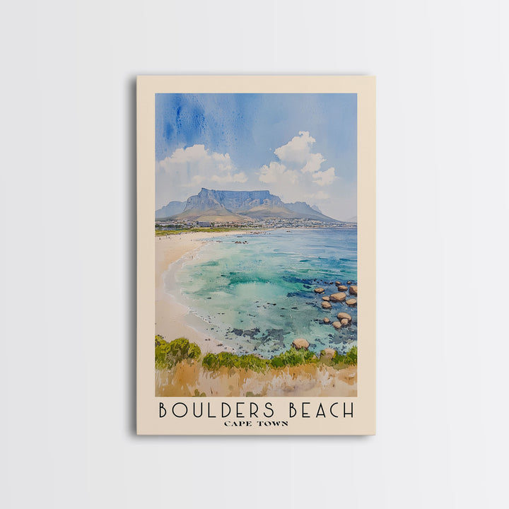 Boulders Beach, Cape Town Watercolor Beach Print, Vacation Gift, Cape Town Wall Art, Beach Painting, Beach Decor, Beach Painting