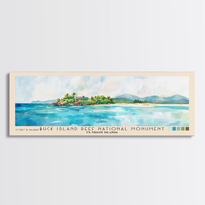 Buck Island Reef National Monument, US Virgin islands Watercolor Print, Vacation Gift, US Virgin islands Wall Art, Beach Painting, Beach Decor, Beach Or Lakehouse Art