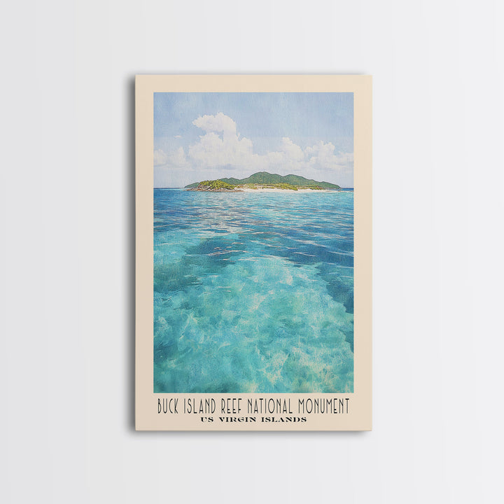 Buck Island Reef National Monument, US Virgin islands Watercolor Print, Vacation Gift, US Virgin islands Wall Art, Beach Painting, Beach Decor, Beach Or Lakehouse Art