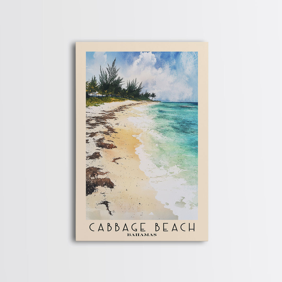 Cabbage Beach, Bahamas Watercolor Print, Vacation Gift, Bahamas Wall Art, Vacation Wall Art, Vacatation Memories, Beach Decor, Beach Or Lakehouse Art