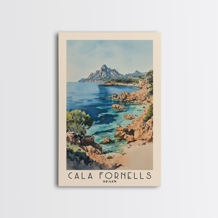 Cala Fornells, Spain Watercolor Print, Vacation Gift, Spain Wall Art, Beach Painting, Beach Decor, Beach Or Lakehouse Art