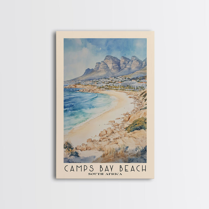 Camps Bay Beach, South Africa Watercolor Print, Vacation Gift, South Africa Wall Art, Beach Painting, Beach Decor, Beach Or Lakehouse Art