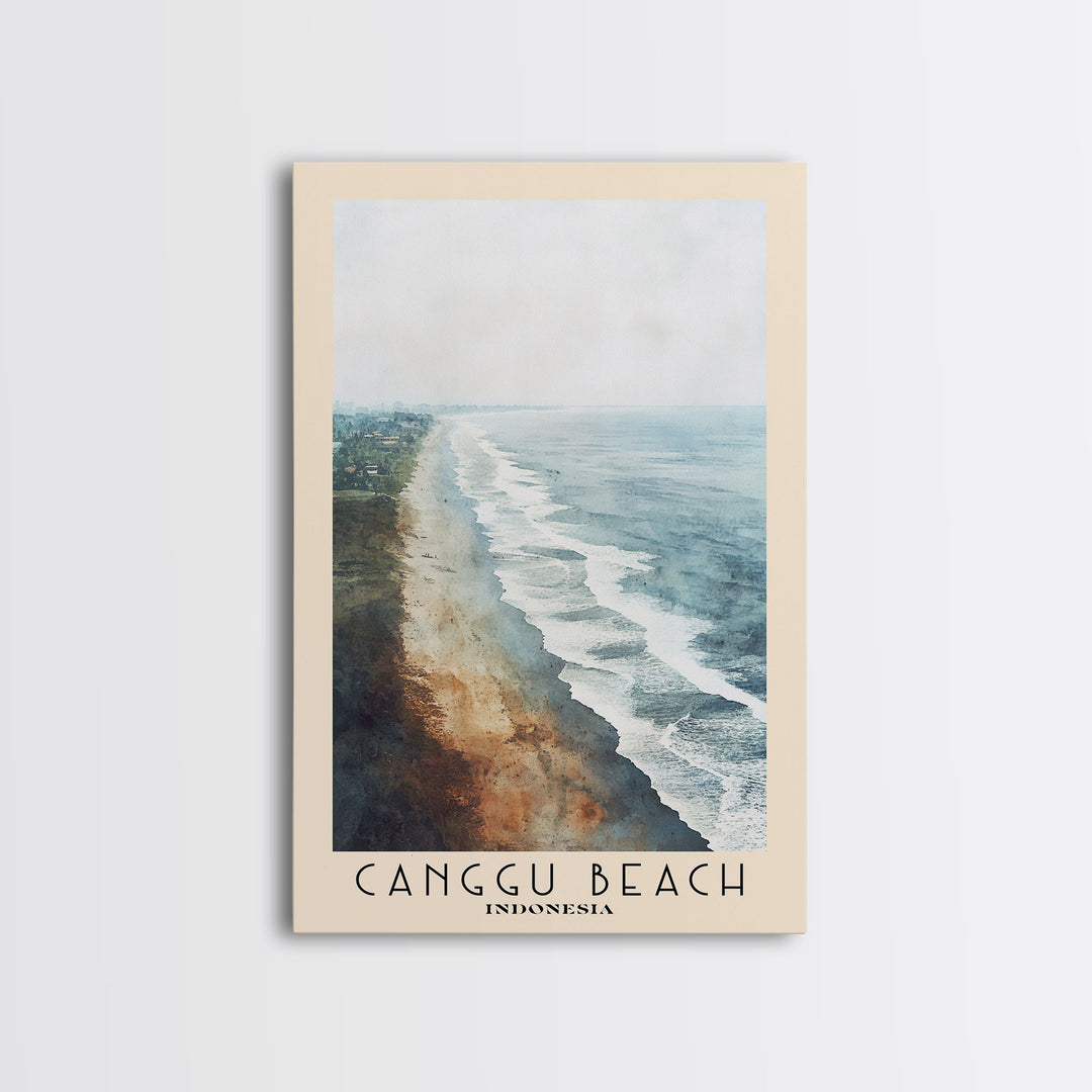 Canggu Beach, Indonesia Watercolor Print, Vacation Gift, Indonesia Wall Art, Beach Painting, Beach Decor, Large Wall Art, Wood Frame Art