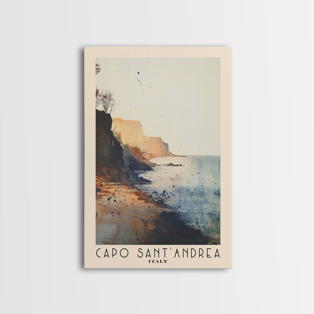 Capo Sant’Andrea, Italy Watercolor Print, Vacation Gift, Italy Wall Art, Beach Painting, Beach Decor, Beach Or Lakehouse Art
