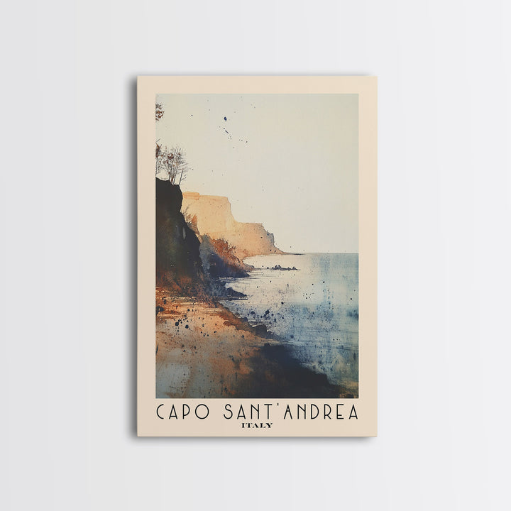 Capo Sant’Andrea, Italy Watercolor Print, Vacation Gift, Italy Wall Art, Beach Painting, Beach Decor, Beach Or Lakehouse Art