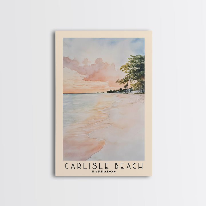 Carlisle Beach, Barbados Watercolor Print, Vacation Gift, Barbados Wall Art, Beach Painting, Beach Decor, Beach Or Lakehouse Art
