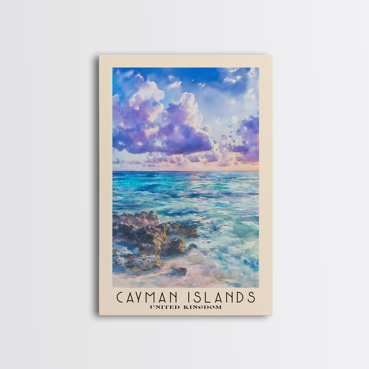 Cayman Islands, United Kingdom Watercolor Beach Print, Vacation Gift, United Kingdom Wall Art, Beach Painting, Beach Decor, Beach Painting
