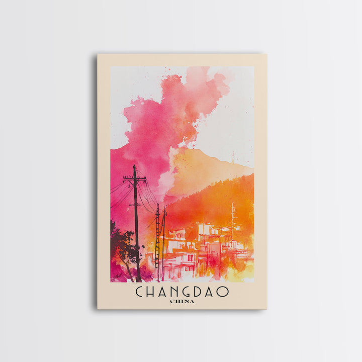 Changdao, China Watercolor Beach Print, Vacation Gift, China Wall Art, Beach Painting, Beach Decor, Beach Painting