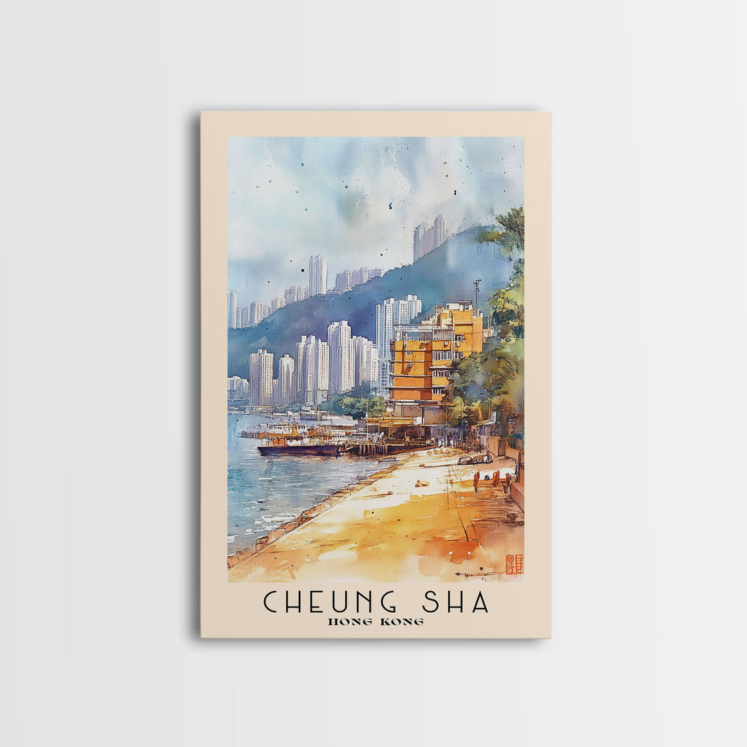 Cheung Sha, Hong Kong Watercolor Print, Vacation Gift, Hong Kong Wall Art, Vacation Wall Art, Vacatation Memories, Beach Decor, Beach Or Lakehouse Art