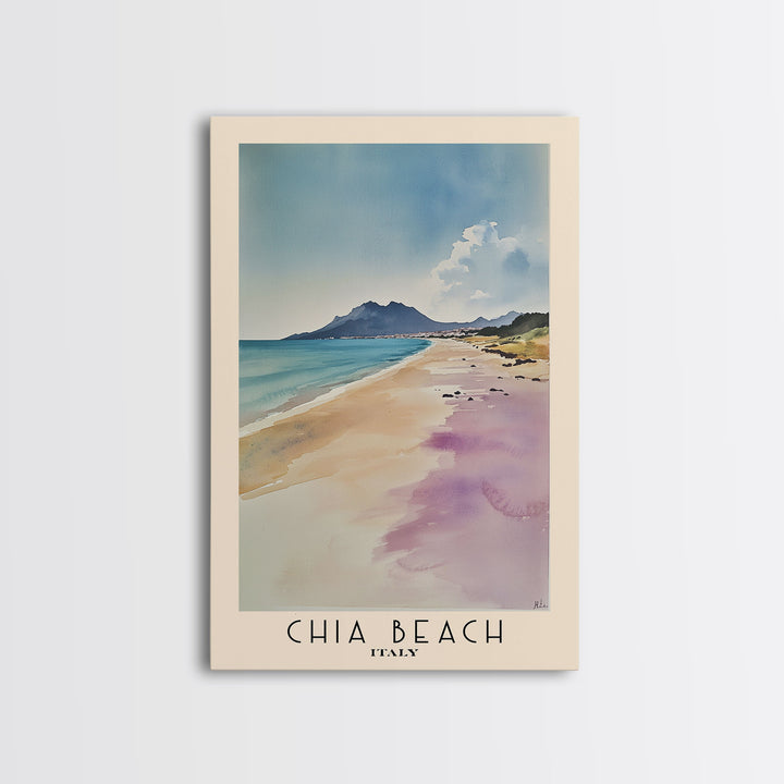 Chia Beach, Italy Watercolor Print, Vacation Gift, Italy Wall Art, Beach Painting, Beach Decor, Beach Or Lakehouse Art