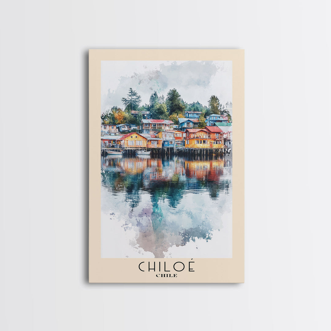 Chiloé, Chile Watercolor Print, Vacation Gift, Chile Wall Art, Vacation Wall Art, Vacatation Memories, Beach Decor, Beach Or Lakehouse Art