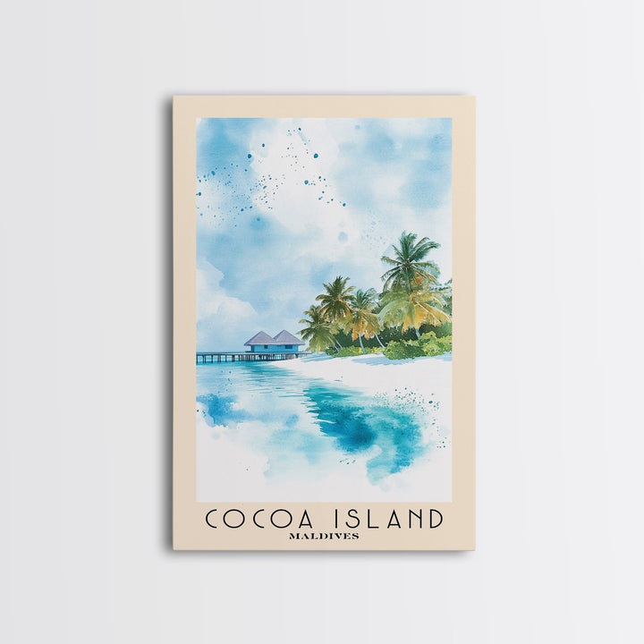 Cocoa Island, Maldives Watercolor Print, Vacation Gift, Maldives Wall Art, Vacation Wall Art, Vacatation Memories, Beach Decor, Beach Or Lakehouse Art