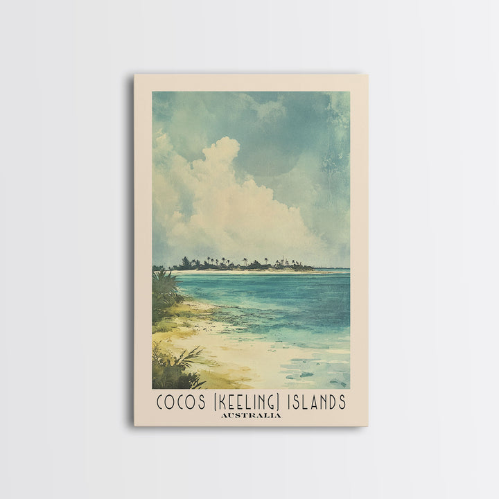 Cocos (Keeling) Islands, Australia Watercolor Print, Vacation Gift, Australia Wall Art, Beach Painting, Beach Decor, Beach Or Lakehouse Art