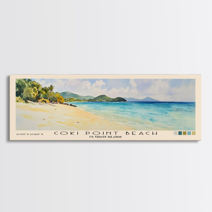 Coki Point Beach, US Virgin islands Watercolor Print, Vacation Gift, US Virgin islands Wall Art, Vacation Wall Art, Vacatation Memories, Beach Decor, Beach Or Lakehouse Art