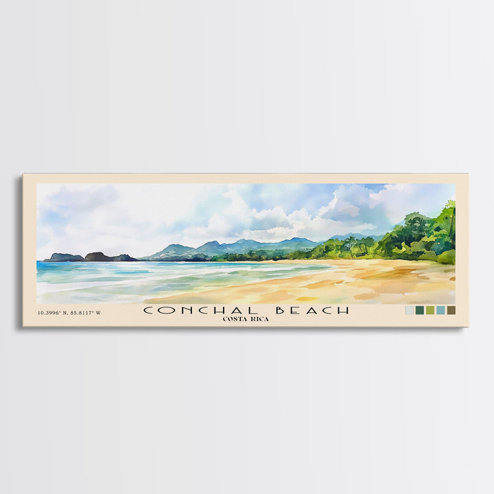 Conchal Beach, Costa Rica Watercolor Print, Vacation Gift, Costa Rica Wall Art, Vacation Wall Art, Vacatation Memories, Beach Decor, Beach Or Lakehouse Art