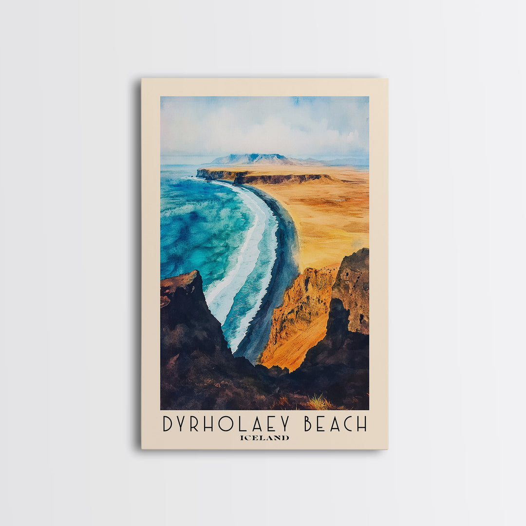 Dyrholaey Beach, Iceland Watercolor Print, Vacation Gift, Iceland Wall Art, Beach Painting, Beach Decor, Beach Or Lakehouse Art