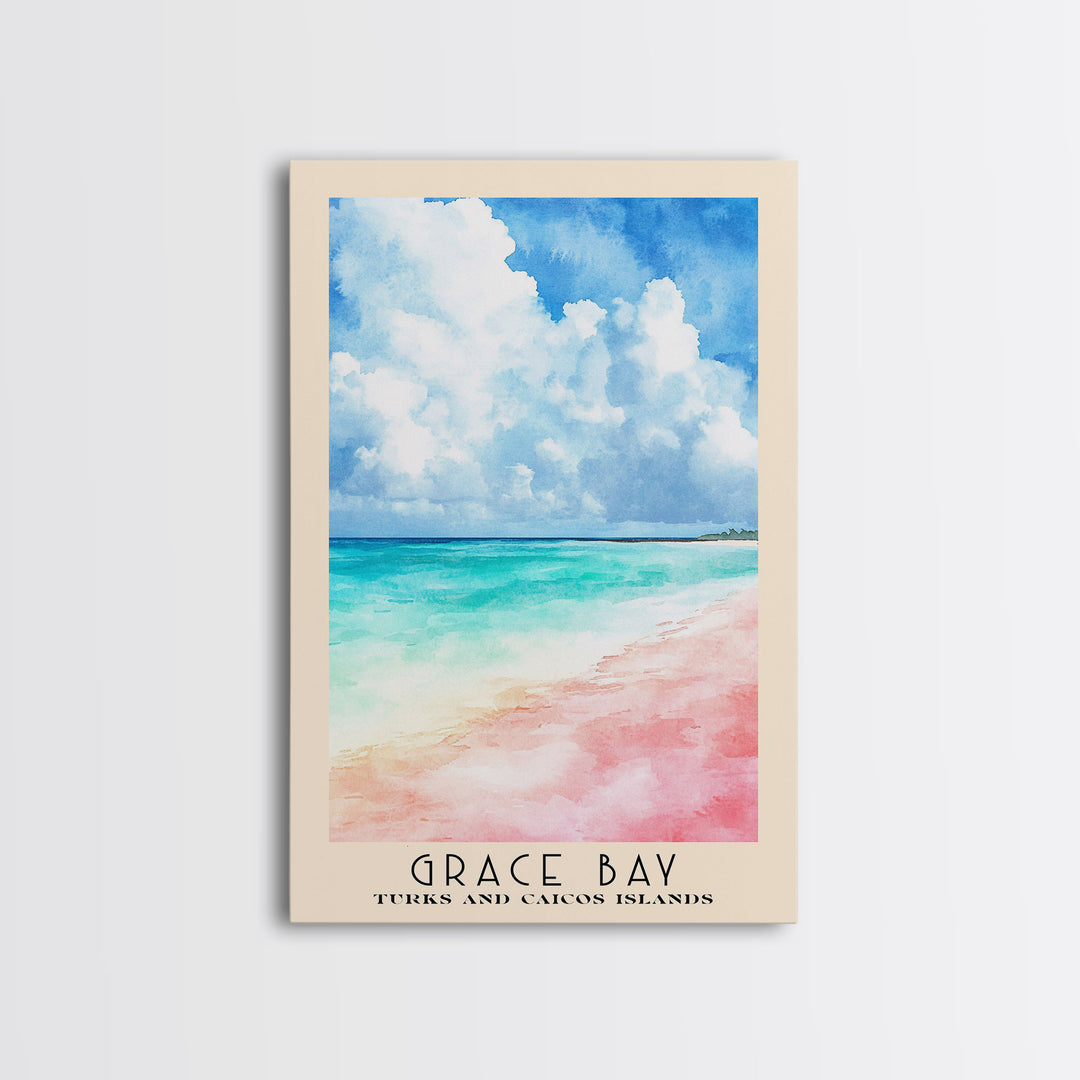 Grace Bay, Turks and Caicos Islands Watercolor Print, Vacation Gift, Turks and Caicos Islands Wall Art, Vacation Wall Art, Vacatation Memories, Beach Decor, Beach Or Lakehouse Art