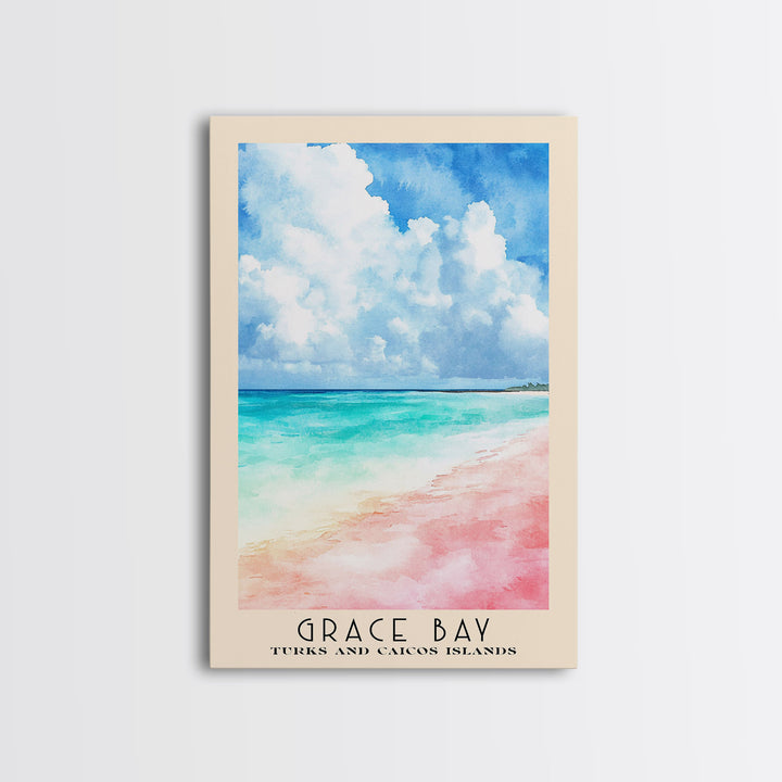 Grace Bay, Turks and Caicos Islands Watercolor Print, Vacation Gift, Turks and Caicos Islands Wall Art, Vacation Wall Art, Vacatation Memories, Beach Decor, Beach Or Lakehouse Art
