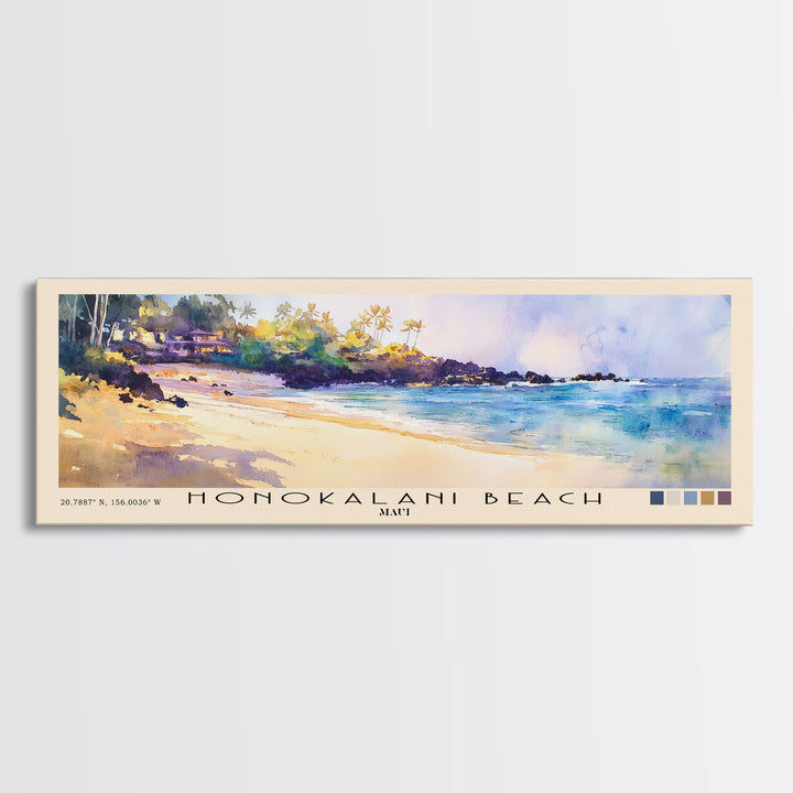 Honokalani Beach, Maui Watercolor Beach Print, Vacation Gift, Maui Wall Art, Beach Painting, Beach Decor, Beach Painting