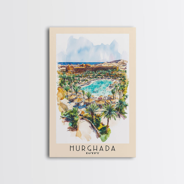 Hurghada, Egypt Watercolor Beach Print, Vacation Gift, Egypt Wall Art, Beach Painting, Beach Decor, Beach Painting