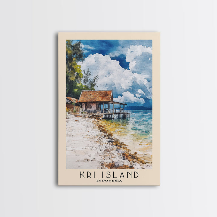 Kri Island, Indonesia Watercolor Beach Print, Vacation Gift, Indonesia Wall Art, Beach Painting, Beach Decor, Beach Painting