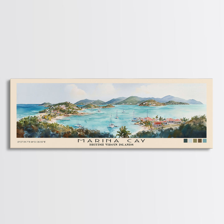 Marina Cay, British Virgin Islands, United Kingdom Watercolor Print, Vacation Gift, United Kingdom Wall Art, Beach Painting, Beach Decor, Beach Or Lakehouse Art