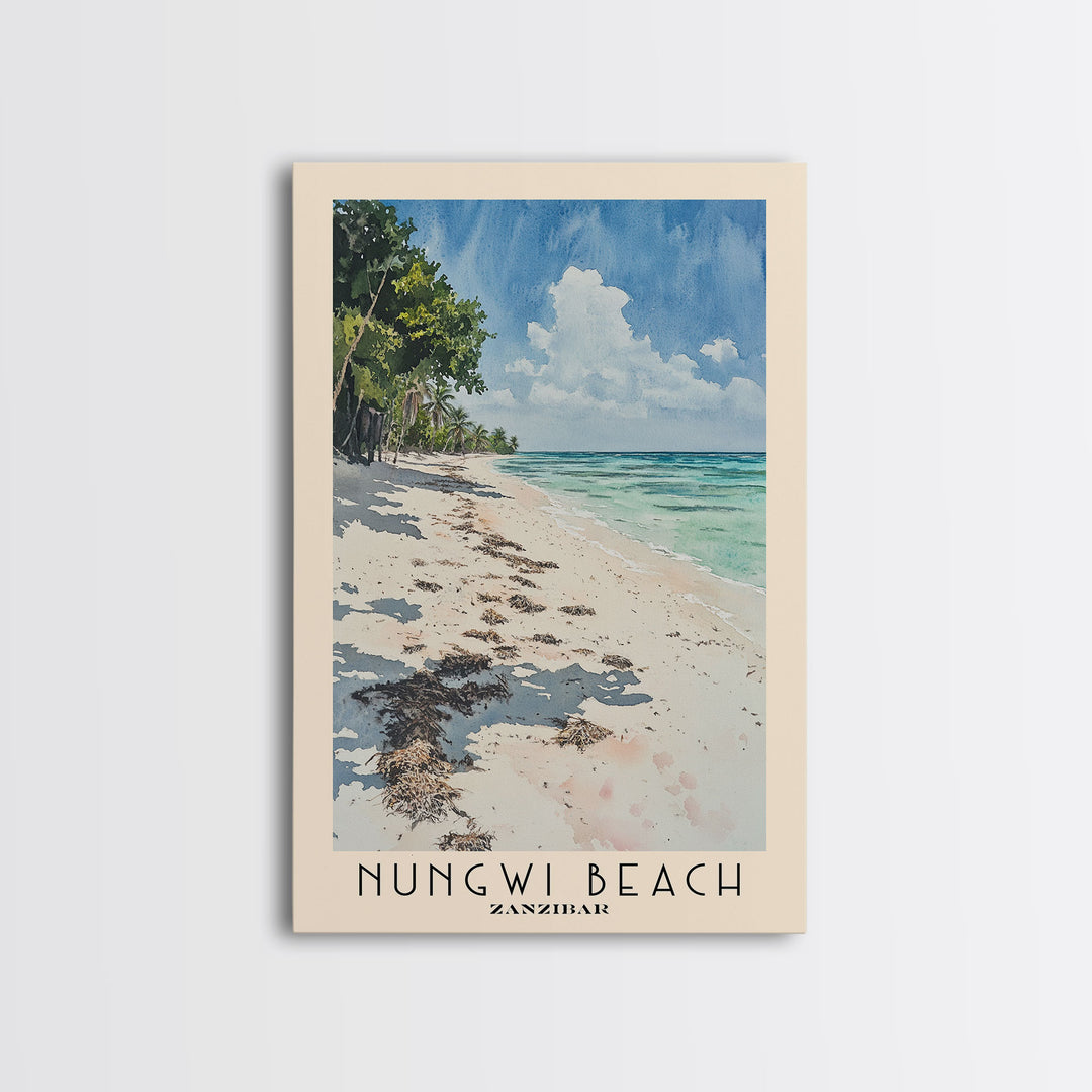 Nungwi Beach, Zanzibar Watercolor Print, Vacation Gift, Zanzibar Wall Art, Beach Painting, Beach Decor, Beach Or Lakehouse Art