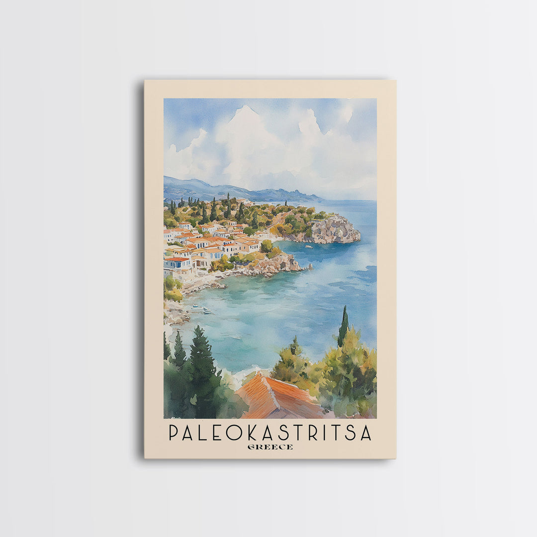 Paleokastritsa, Greece Watercolor Print, Vacation Gift, Greece Wall Art, Beach Painting, Beach Decor, Beach Or Lakehouse Art