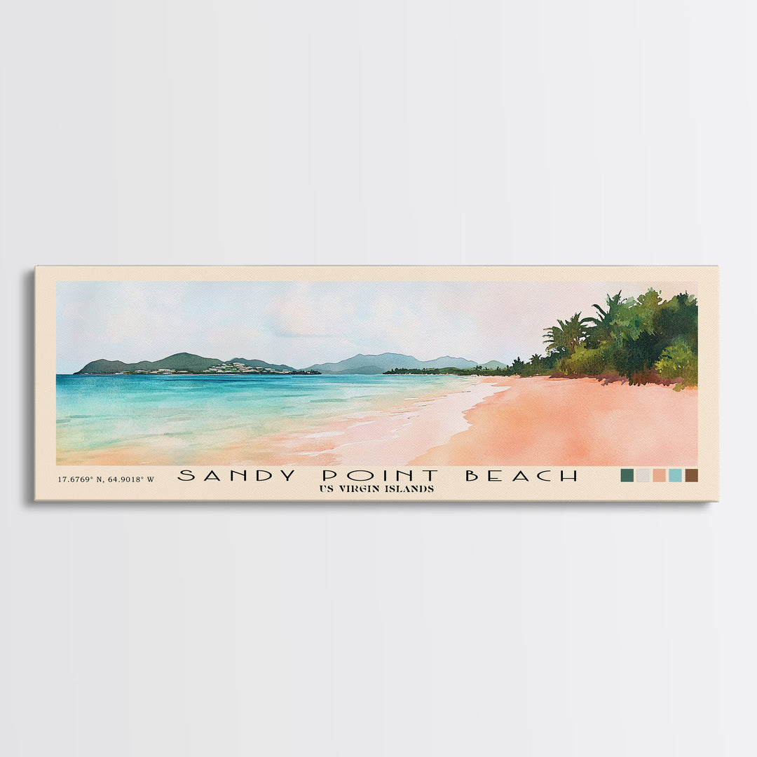 Sandy Point Beach, US Virgin islands Watercolor Print, Vacation Gift, US Virgin islands Wall Art, Beach Painting, Beach Decor, Beach Or Lakehouse Art