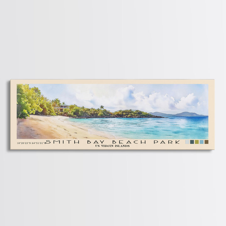 Smith Bay Beach Park, US Virgin islands Watercolor Beach Print, Vacation Gift, US Virgin islands Wall Art, Beach Painting, Beach Decor, Beach Painting