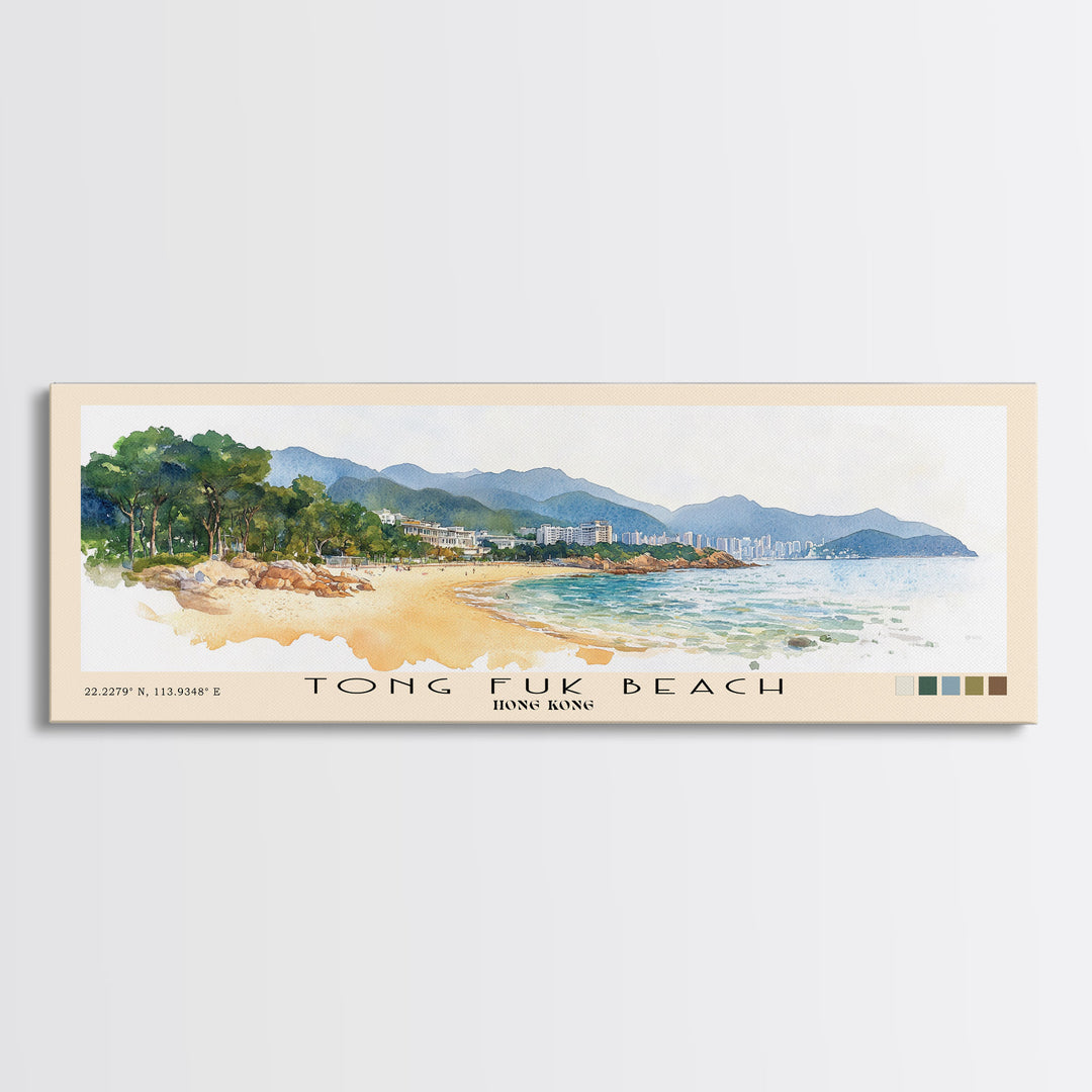 Tong Fuk Beach, Hong Kong Watercolor Print, Vacation Gift, Hong Kong Wall Art, Vacation Wall Art, Vacatation Memories, Beach Decor, Beach Or Lakehouse Art