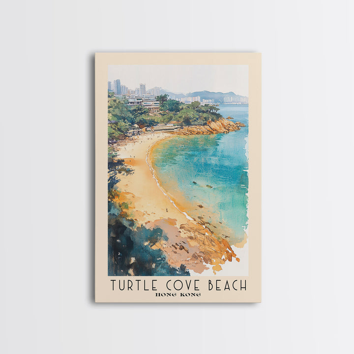Turtle Cove Beach, Hong Kong Watercolor Print, Vacation Gift, Hong Kong Wall Art, Beach Painting, Beach Decor, Beach Or Lakehouse Art
