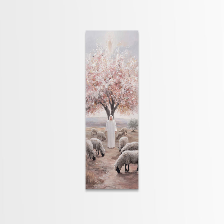 Blossoms Of Grace – Framed Canvas Print – Christian Wall Art – Jesus Painting – Christian Art Canvas – Tall Narrow Wall Art