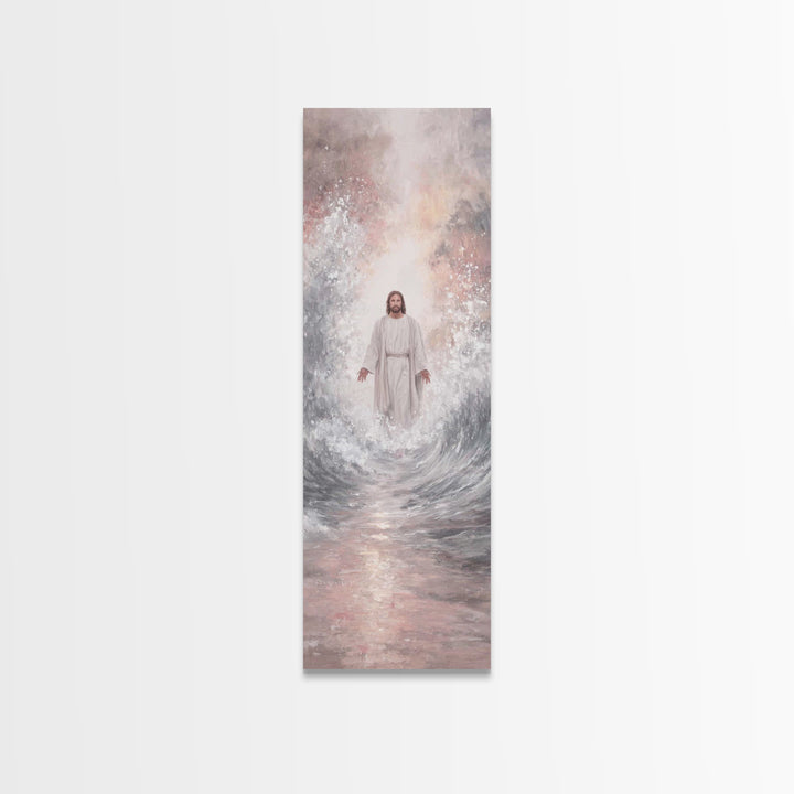 Rising Dawn Light | Framed Canvas Print | Tall Narrow Wall Art | Christian Art Canvas | Jesus Painting | Christian Wall Art