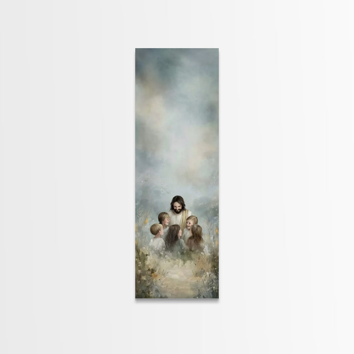 Circle Of Light | Framed Canvas Print | Skinny Art | Jesus Painting | Christian Art Canvas | Christian Wall Art | Christmas Art