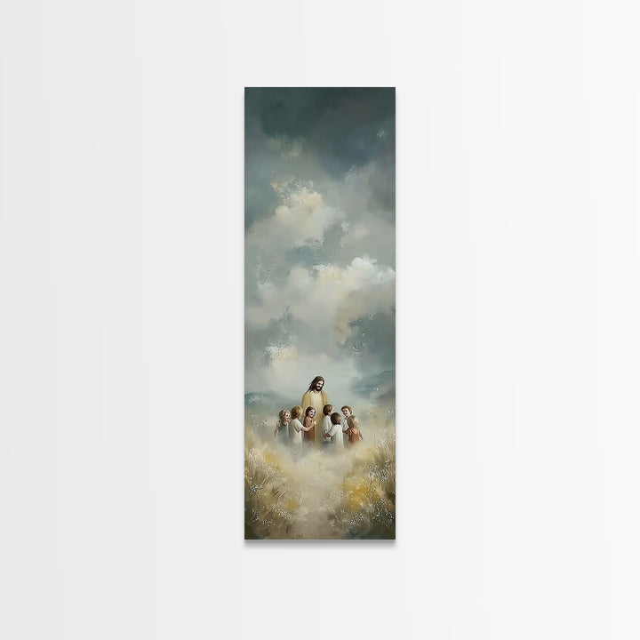 Fields Of Promise, Framed Canvas Print, Tall Skinny Art Print, Christian Art Canvas, Jesus Painting, Christian Wall Art, Christmas Art