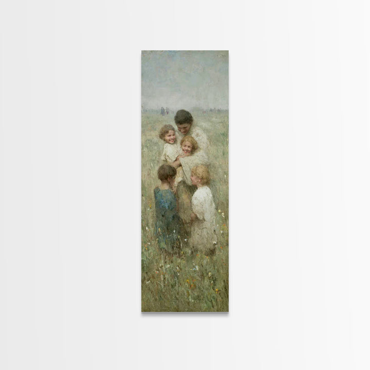 Gathered In Grace, Framed Canvas Print, Narrow Art, Jesus Painting, Christian Wall Art, Christian Art Canvas, Christian Christmas Art