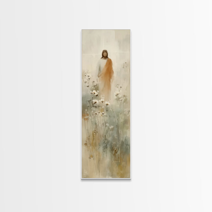 Eternal Bloom, Framed Canvas Print, Tall Narrow Wall Art, Christian Art, Jesus Painting, Christian Wall Art, Christian Art Canvas