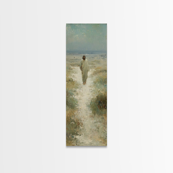 Desert Path Light – Framed Canvas Print – Tall Narrow Wall Art – Christian Wall Art – Jesus Painting – Christian Art Canvas – Christian Dec