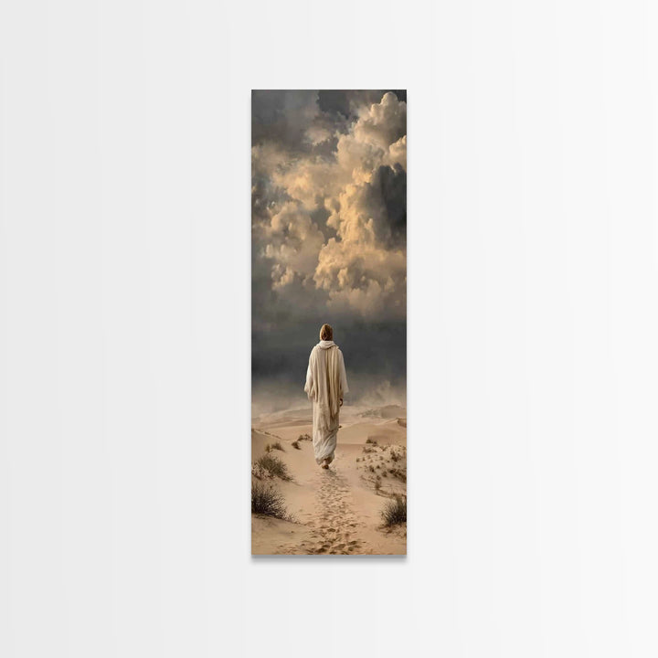 Stormward Hope, Framed Canvas Print, Tall Skinny Art Print, Jesus Painting, Christian Wall Art, Christian Art Canvas, Christian Gift