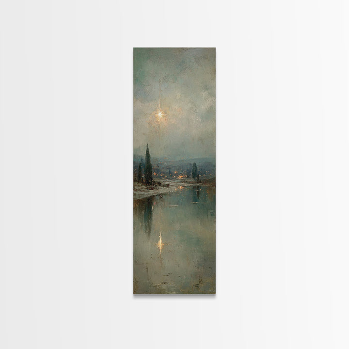 Star of Peace - Framed Canvas Print - Tall Skinny Art Print - Christian Wall Art - Christian Art - Christmas Art - Christian Christmas