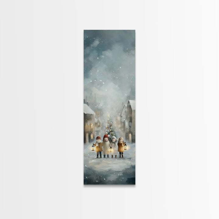 Winter Lantern Joy – Framed Canvas Print – Christmas Wall Art – Christian Christmas Art – Christian Art Canvas – Narrow Art – Christian Dec