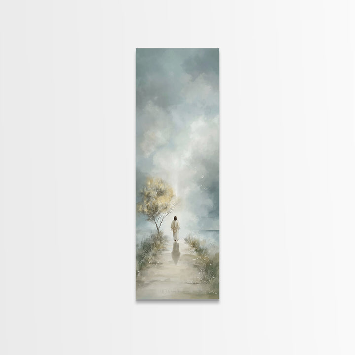 Light Of Promise – Framed Canvas Print – Christian Art Canvas – Tall Narrow Wall Art – Vintage Christian Art – Jesus Painting – Christmas A