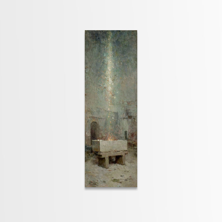 Bethlehem Glow | Framed Canvas Print | Christian Art Canvas | Tall Skinny Art Print | Christmas Wall Art | Vintage Christian Art | Christia