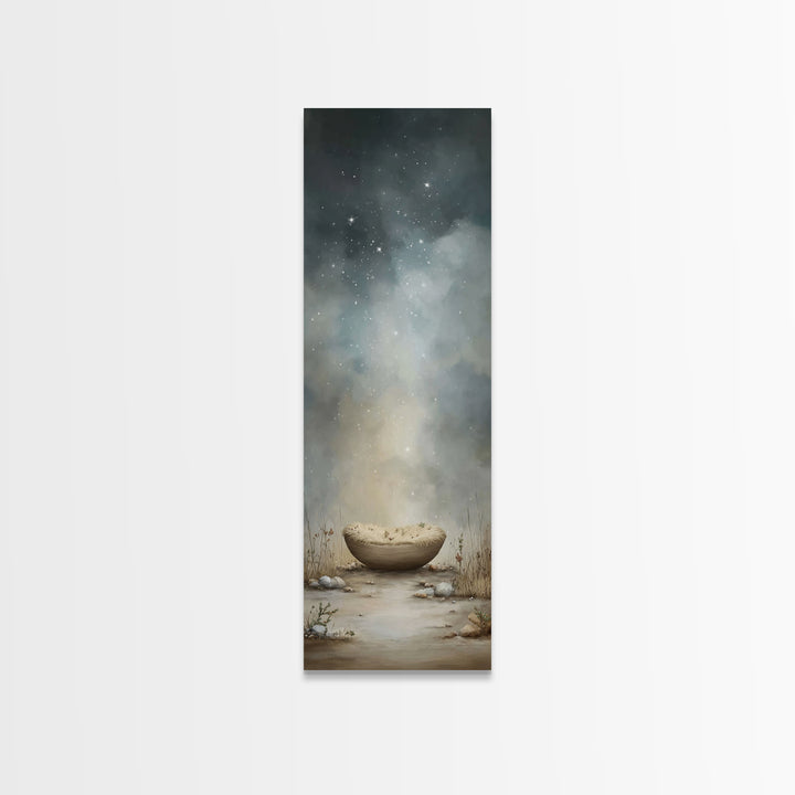 Starlit Wonder, Framed Canvas Print, Christian Wall Art, Narrow Art, Christmas Art, Christian Christmas Art, Modern Christian Art