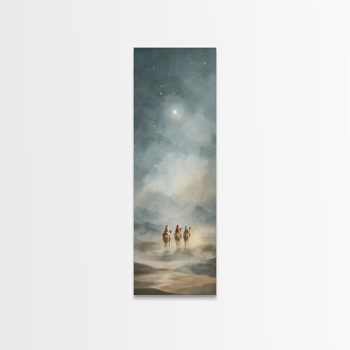 Starward Pilgrimage, Framed Canvas Print, Christian Wall Art, Skinny Art, Christian Christmas Art, Christian Art Canvas, Modern Christian A