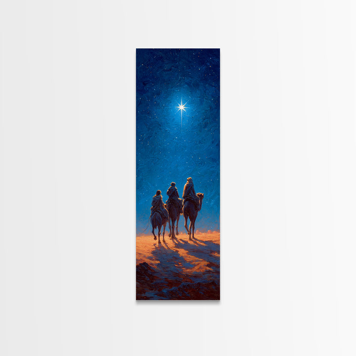 Midnight Caravan | Framed Canvas Print | Christian Wall Art | Tall Skinny Art Print | Christian Christmas Art | Christian Art Canvas | Vint