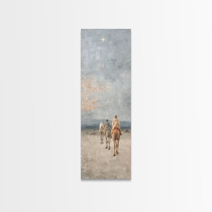 Threefold Wonder | Framed Canvas Print | Christian Wall Art | Tall Narrow Wall Art | Christian Christmas Art | Christmas Canvas Wall Art |